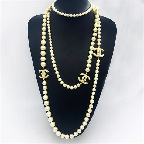 chanel twily with pearl chain|chanel necklace set.